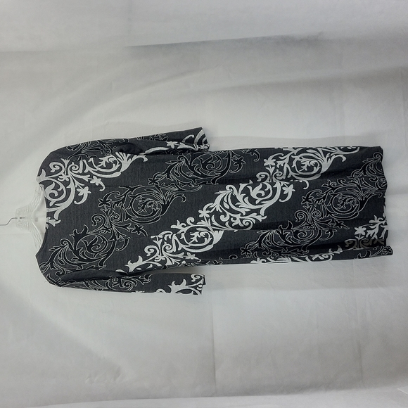 BLACK SAKS FIFTH AVE Black White Foral Long Sheath Midi Dress - Picture 4 of 10